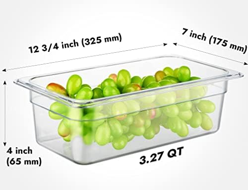 CURTA 6-Pack 1/3 Size 4" Deep NSF Polycarbonate Food Pans | Dishwasher & Freezer Safe Clear Container for Prep Tables, Buffet, Salad Bar, Commercial & Home Kitchen - Image 2