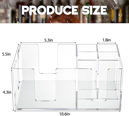 Mifoci Acrylic Bar Caddy, Clear Napkin & Straw Holder Organizer - Image 2