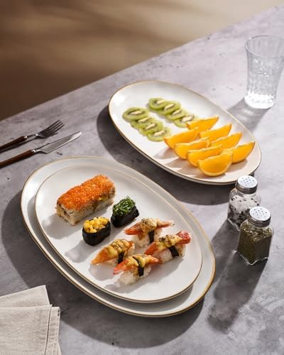 famiware Serving Platters Set of 3 Sizes - Oval, Vanilla White - Image 4