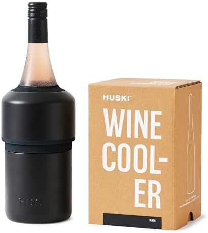 Huski Wine Chiller | Award Winning Iceless Design | Keeps Wine Cold up to 6 Hours | Wine Accessory | Next Generation Ice Bucket | Fits Some Champagne Bottles | Perfect Gift for Wine Lovers (Black) by Huski