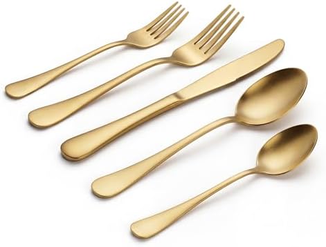 LIANYU Matte Gold Silverware Set for 8, 40 Piece Stainless Steel Flatware by LIANYU