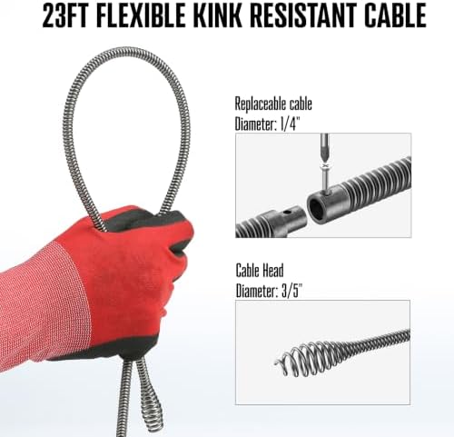 POPULO 120V Corded Electric Drain Snake Auger, 23Ft Auto-Feed with GFCI - Image 4