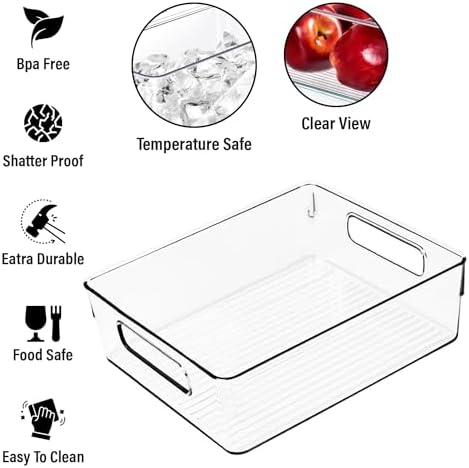 Clear Plastic Storage Bins, Pantry Organizers and Storage or Kitchen Organization and Storage Containers Bins for Organizing, Fridge, Freezer, Bathroom, Pantries, Refrigerator, Cabinet Organizer Bin - Image 3