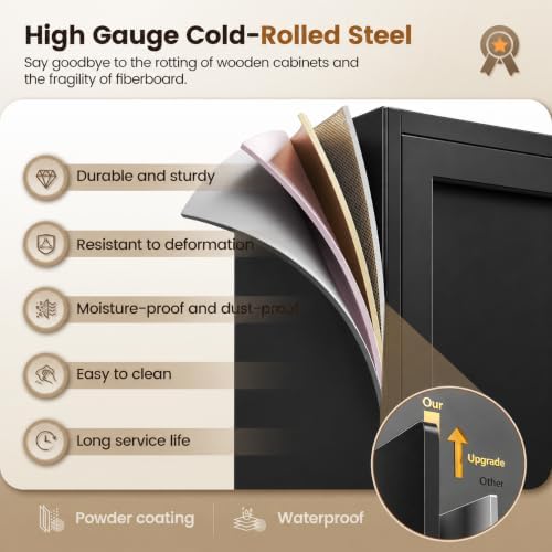 Yizosh Small Metal Garage Storage Cabinet,Kitchen Pantry Storage Cabinet - Image 4