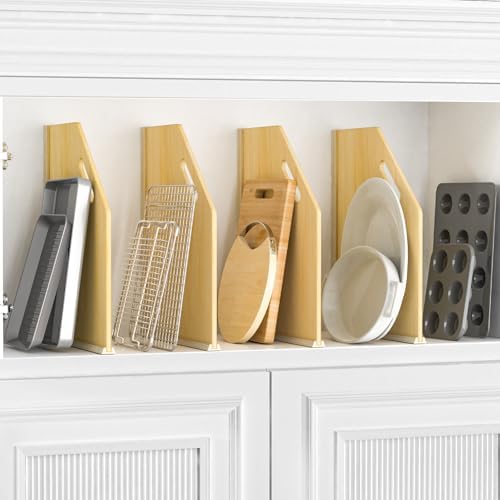 4 Pack Wood Tray Dividers for Cabinet, Cookie Sheet Organizer for Cabinet by sandpaint