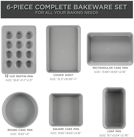 Country Kitchen Nonstick Stackable Bakeware Set - Durable, Easy Release Baking Set, Sage, 6 Pcs - Image 3