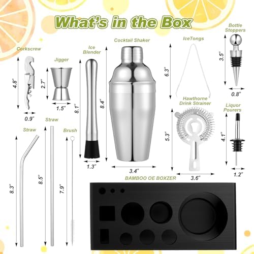 Mifoci 23 Pcs Bartender Supplies Kit Garnish Tray for Bartenders with Bar Caddy 3 Tier Salt Rimmer 13 Pcs Cocktail Shaker Set and Bar Accessory for Christmas Bartender Gifts Beginners(4 Compartments) - Image 4