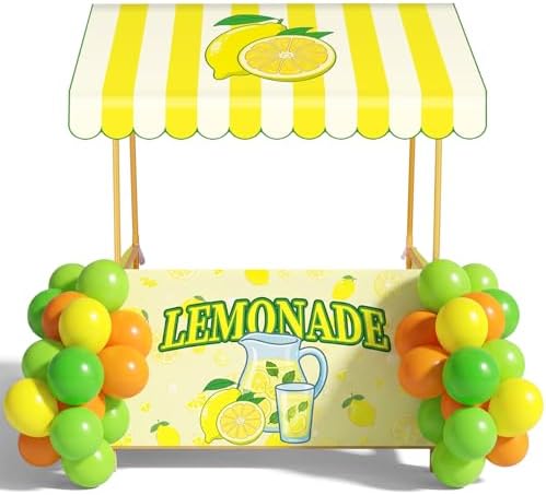 SmoothNovelty Lemonade Stand Supplies Kits Summer Fresh Lemonade Stand Decorations Include Shelf, Banner, Roof, 40 Balloons for Outdoor Lemon Themed Party Decor Community Market by SmoothNovelty