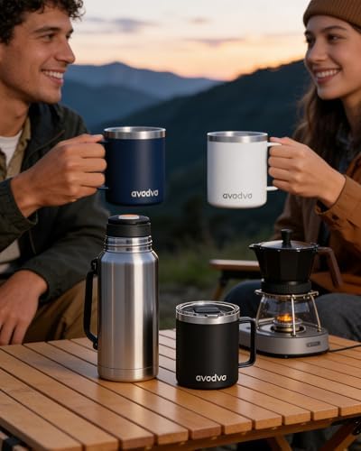 2 Pack 12oz Insulated Coffee Mug with Lids, Stainless Steel Cup - Image 6