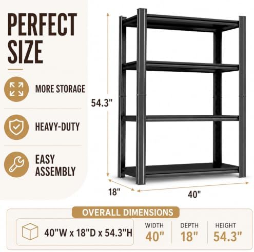 Kitchen Organization, 4 Tier Kitchen Shelf, 2000 LBS Adjustable Bakers Rack, Heavy Duty coffee bar, Split Into 2 Units, Appliance & Pantry Organizer, 40" Wx 18" Dx 54.3" H - Image 2