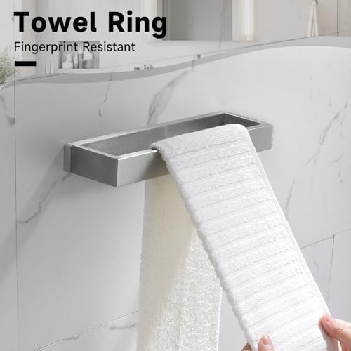 Brushed Nickel Towel Bar Set,5-Pieces Bathroom Hardware Accessories Set,Towel Racks Set for Bathroom 23.6 Inch Towel Bar Stainless Steel Wall-Mounted - Image 3