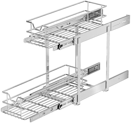 EZKAZA Pull Out Cabinet Organizer for Kitchen Utensil 7.5" W x 21" D, 2-Tier Cabinet Pullout Shelves and Drawer Organizer Slide Out Pantry Storage Basket, Bottom Basket 6.2" W x 20.4" D x 4.7" H - Image 7