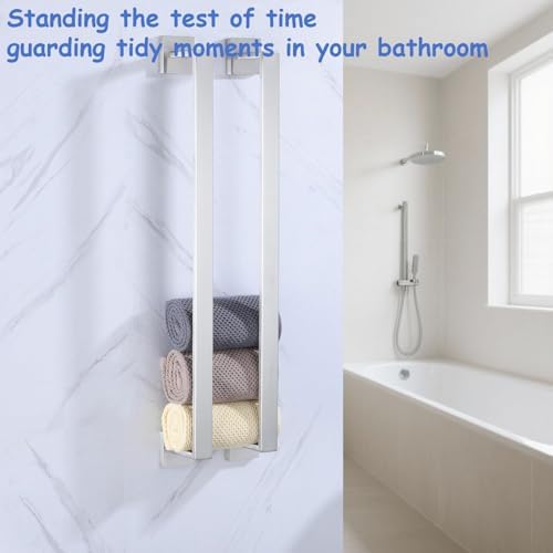 Towel Bar for Bathroom 24 Inch Brushed Nickel Towel Holder 12/16/20/24/28/32/36 Inch Stainless Steel SUS304 Rustproof Towel Rack Modern Square Towel Rod for Bathroom Wall (1, Brushed Nickel, 24 Inch) - Image 4