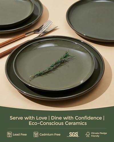 Pokini Stoneware Dinnerware Sets for 4, 12pcs Plates and Bowls Sets Dishes - Image 6