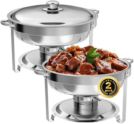 IMACONE Round Chafing Dish Buffet, 2 Pack, 5QT Chafing Dishes for Buffet by IMACONE