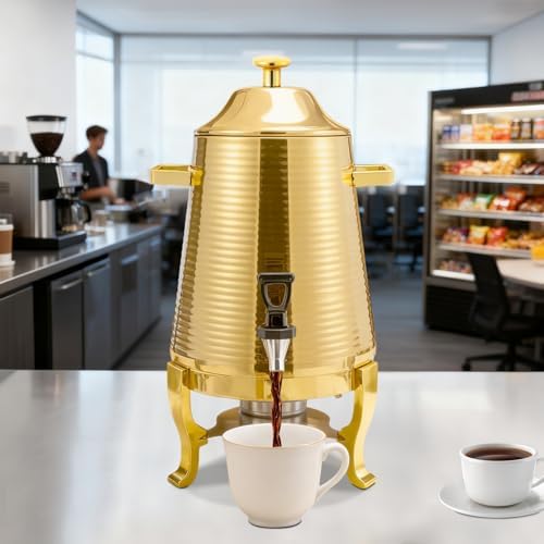 3.43Gallon Stainless Steel Hot Beverage Dispenser,Coffee Chafer Urn with Spigot&Fuel Holder,Cold&Hot Drinks Dispenser for Milk Coffee Tea Juice - Parties Catering Buffet Event (Gold,D) - Image 3
