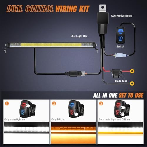 Nilight LED Light Bar with Amber DRL 30 Inch 120W Single Row Light - Image 6