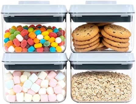 Pop Push Button Airtight Food Storage Containers 4 Pack (0.7Qt) by MiraFureBrand