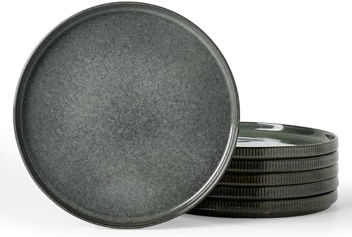 famiware Star 10/8 inches Dinner Plates Set for 6, Deep Forest by Famiware