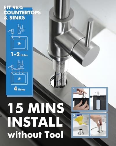 VFAUOSIT Kitchen Faucet with Pull Down Sprayer and Soap Dispenser - Image 5