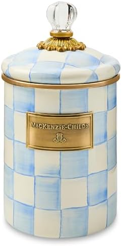 MACKENZIE-CHILDS Enamel Canister, Medium, Light-Blue-and-White Sky Check by Unknown