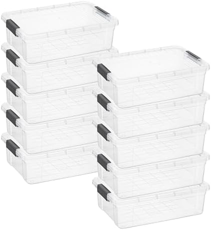 Superio 13.7 Quart Clear Plastic Storage Bin with Lid, Stackable Organizer Box, BPA-Free Storage Container for Home, Garage, School & Office, 10 Pack by Superio