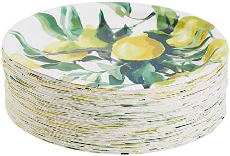 BLUE PANDA Disposable Lemon Farmhouse Paper Plates - 9-Inch, Green Matte, 80 Count, Heavyweight 350 GSM for Citrus Birthdays, Bridal Showers, Lemon Theme Cakes & Desserts - Image 6