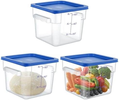 Ziliny 3 Sets 6 Qt Dough Proofing Container with Lid, Blue by Ziliny