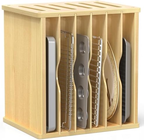7 Tier Wood Tray Dividers for Cabinets, Cookie Sheet Organizer for Cabinet by sandpaint