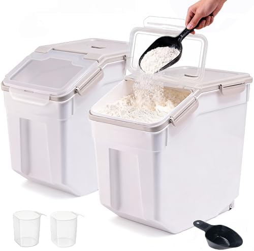 RUIAN 2Pcs Large Flour Storage Container 50Lb Rice Storage Containers,Grey by RUIAN