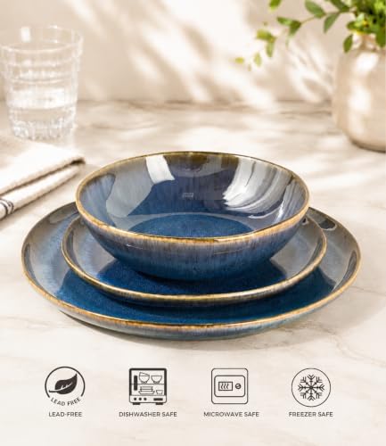 AmorArc Ceramic Dinnerware Sets for 6, 18Pcs Plates and Bowls Sets Dishes - Image 2