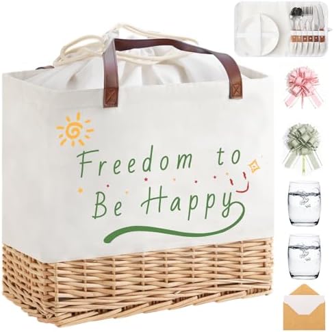 Wicker Picnic Basket for 2 Person, Folding Picnic Set, Natural by WeaveNove