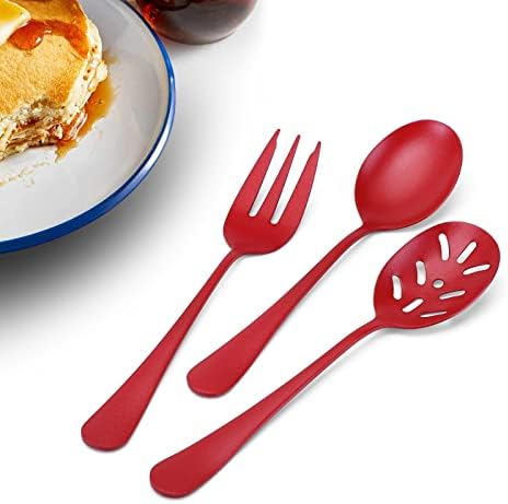 Bysta Serving Utensils Set, Red 5-Piece Hostess Set, Stainless Steel Silverware Flatware Cutlery Serving Set, Dishwasher Safe - Image 5