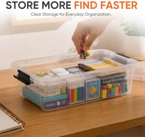 Superio 13.7 Quart Clear Plastic Storage Bin with Lid, Stackable Organizer Box, BPA-Free Storage Container for Home, Garage, School & Office, 8 Pack - Image 2