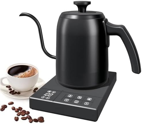 Gooseneck Electric Kettle with ±1℉ Temperature Control & Keep Warm for Pour Over Coffee & Tea, Rapid Boil, 304 Stainless Steel, Built-in Brew Timer, 900W 0.6L (600 ML) by Unknown