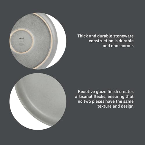 Gibson Elite Pasco 12 Piece (Service for 4) Plates and Bowls Reactive Glaze Dishes Stoneware Ceramic Dinnerware Set - Grey - Image 4