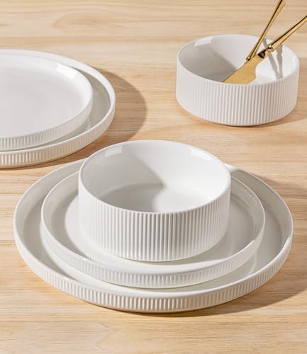 TheTerra Ceramic Dinnerware Set for 4, 12-Piece Plates and Bowls Set - Image 4