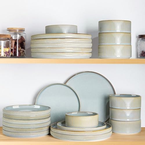 TheTerra Ceramic Dinnerware Set for 4, 12-Piece Plates and Bowls Set - Image 6