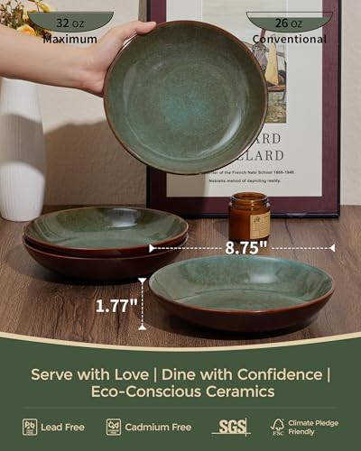 Pokini Stoneware Dinnerware Sets for 8, 32pcs Plates and Bowls Sets Dishes - Image 2