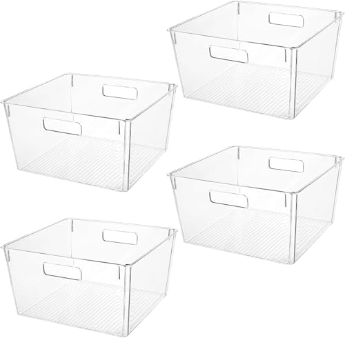 Extra Large Clear Plastic Storage Bins, Perfect for Kitchen Organization or Pantry Organization and Storage, Laundry Room, Fridge, Freezer Organizer Plastic Storage Containers for Organizing by CONTROLKITCHEN