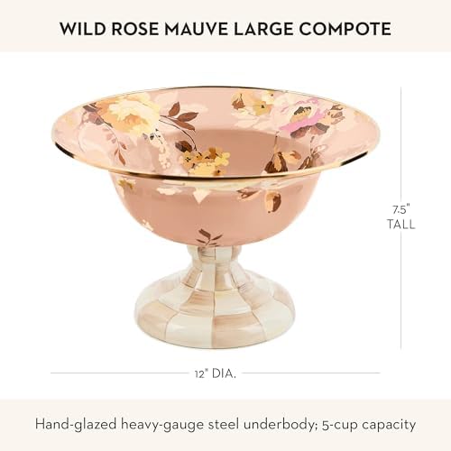 MACKENZIE-CHILDS Enamel Compote, Large, Wild Rose Mauve - Image 4