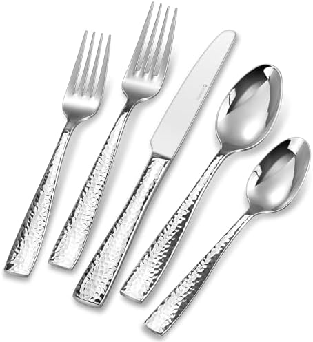 KEAWELL Premium Louis Hammered 20/45/65-Piece Silverware Set (45) by KEAWELL