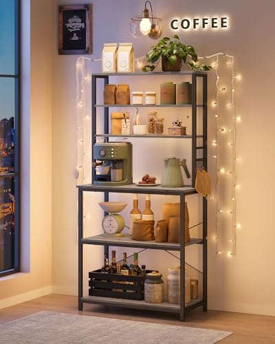 VASAGLE Coffee Bar, 31.5 Inches 6-Tier Baker's Rack with 6 Hooks - Image 2