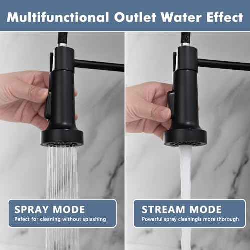 GIMILI Kitchen Faucet with Pull Down Sprayer Black and Nickel - Image 5