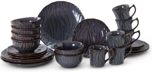 Ceramic Dinnerware Sets for 6, 24pcs Plates and Bowls Sets, Reactive Glaze Ceramic Dish Set, Scratch Resistant, Microwave & Dishwasher Safe, Highly Chip and Crack Resistant Dishware sets, Smoky Violet by Unknown