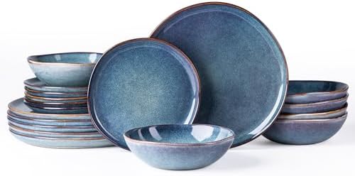 AmorArc Ceramic Dinnerware Sets for 6, 18Pcs Plates and Bowls Sets Dishes by AmorArc
