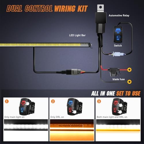 Nilight LED Light Bar with Amber DRL 50.5 Inch 210 W Single Row Light - Image 6