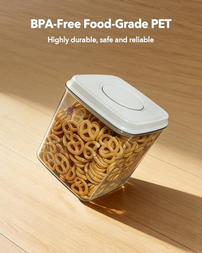 Airtight Food Storage Containers Set with One-Touch Lid, 2-Pack (2.8 QT / 2.65 L) Stackable PET, Best for Cereal, Flour, Rice & Baking Organizers. - Image 4