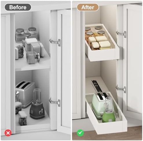 Fokyfok Pull out Cabinet Organizer,7"-11"W,17"-24"D,Expandable,Adhesive - Image 6