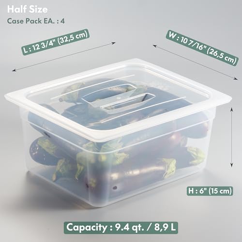 CURTA 4-Pack 1/2 Size 6" Deep Food Pan with Sealing Lid – NSF Commercial-Grade Translucent Polypropylene, Stackable Freezer-Safe Storage for Restaurants, Catering & Buffets - Image 2